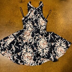 Floral Kids Dress - Black and Cream